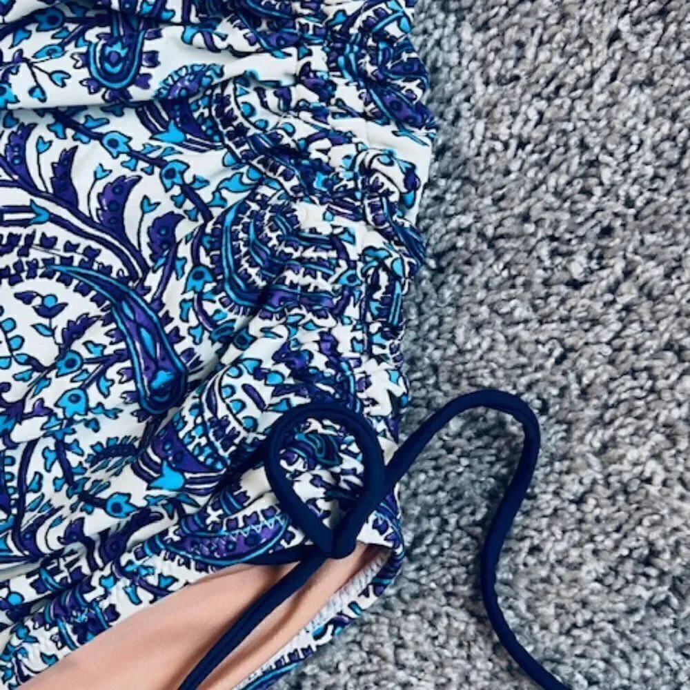 J. CREW Ruched paisley high-rise bikini bottom size 3X